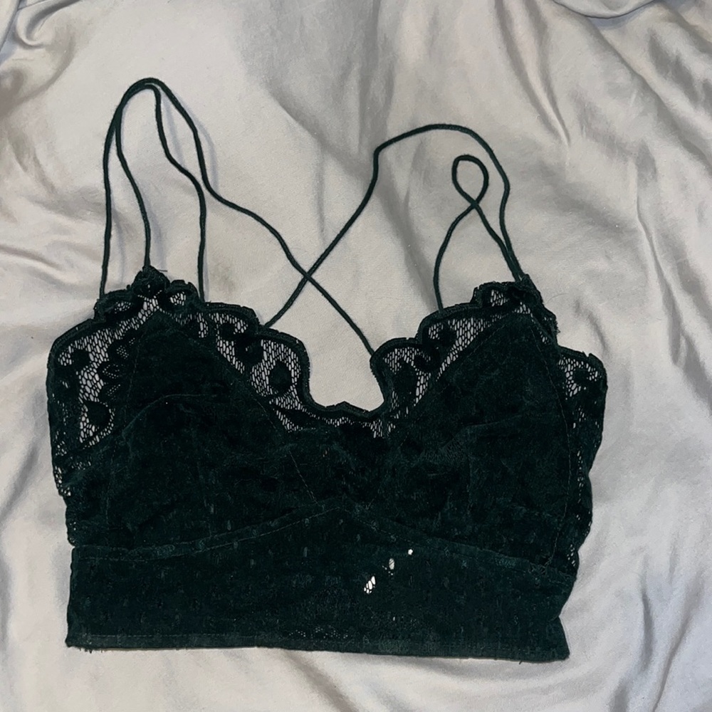 Free People Bralette in Green Velvet